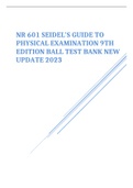 Seidel's Guide to Physical Examination 9th Edition Ball Test Bank / Ball: Seidel’s Guide to Physical Examination, 9th Edition, complete test bank; questions and answers explained