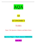 AQA AS ECONOMICS 7135/1 Paper 1 The Operation of Markets and Market Failure Question Paper + Mark scheme [MERGED] June 2022