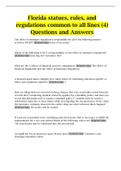 Florida statues, rules, and regulations common to all lines (4) Questions and Answers