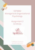 IOP4862  Assessment/Assignment 3 - 10 MCQs & Answers