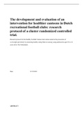 The development and evaluation of an intervention for healthier canteens in Dutch recreational football clubs: research protocol of a cluster randomized controlled trial