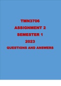 TMN3706 ASSIGNMENT TWO WITH SOLUTION AND ANSWERS 2023 SEMESTER 2023