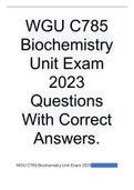 WGU C785 Biochemistry Unit Exam 2023 Questions With Correct Answers