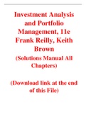 Investment Analysis and Portfolio Management, 11e Frank  Reilly, Keith Brown (Solution Manual)