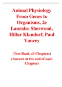 Animal Physiology From Genes to Organisms, 2e Lauralee Sherwood, Hillar Klandorf, Paul Yancey (Test Bank)