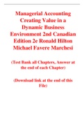 Managerial Accounting Creating Value in a Dynamic Business Environment 2nd Canadian Edition 2e Ronald Hilton Michael Favere Marchesi (Test Bank)