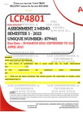 LCP4801 ASSIGNMENT 2 MEMO - SEMESTER 1 - 2023 - UNISA - (DETAILED ANSWERS WITH REFERENCES - DISTINCTION GUARANTEED)
