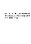 STATISTICS BEC1 Final Exam – Questions and Answers (Rated 100% 2023) WGU