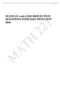 MATH 221 week 8 2023 REFLECTION QUESTIONS WITH SOLUTIONS NEW Quiz