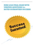 NURS 6560 FINAL EXAM WITH VERIFIED QUESTIONS! A+ RATED GUARANTEED SUCCEESS