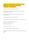 California RDA Written Exam Pre Test Bank (211 Questions with 100% CORRECT ANSWERS).