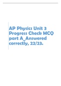 AP Physics Unit 3  Progress Check MCQ part A_Answered correctly, 22/23. 