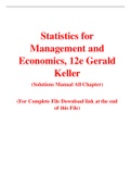 Statistics for Management and Economics, 12e Gerald Keller (Solution Manual)