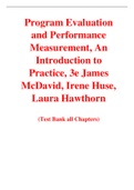 Program Evaluation and Performance Measurement, An Introduction to Practice, 3e James McDavid, Irene Huse, Laura Hawthorn (Test Bank)