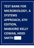 TEST BANK FOR MICROBIOLOGY, A SYSTEMS APPROACH, 6TH EDITION, MARJORIE KELLY COWAN, HEIDI SMITH |All chapters