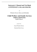 Child Welfare and Family Services Policies and Practice 8e Susan Whitelaw Downs Moore McFadden Costin (Instructor Manual with Test Bank)
