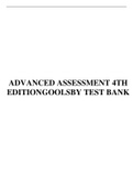 TEST BANK FOR ADVANCED ASSESSMENT 4TH EDITIONGOOLSBY
