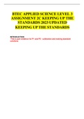 BTEC APPLIED SCIENCE LEVEL 3 ASSIGNMENT 2C KEEPING UP THE STANDARDS 2023 UPDATED KEEPING UP THE STANDARDS