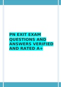 PN EXIT EXAM  QUESTIONS AND ANSWERS VERIFIED AND RATED A+