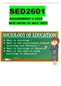 SED2601 ASSIGNMENT 2 2023(DUE DATE 21 MAY 2023) FULLY DETAILED ANSWERS