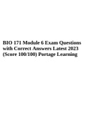 BIO 171 Module 6 Exam Questions with Correct Answers Latest 2023 (Score 100/100) Portage Learning