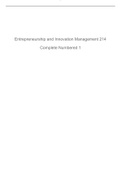 Entrepreneurship and Innovation Management 214 Complete Numbered 1.