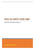 HESI A2 MATH AND A&P  QUESTIONS & ANSWERS (SCORED A+)