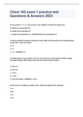 Chem 162 exam 1 practice test Questions & Answers 2023