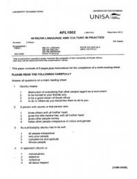 AFL 1502 Exam Paper May June 2012