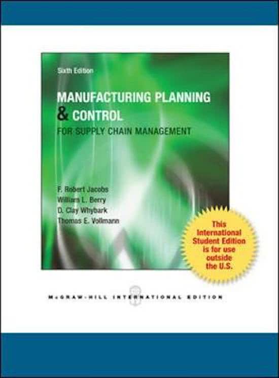 Manufacturing Planning and Control for Supply Chain Management