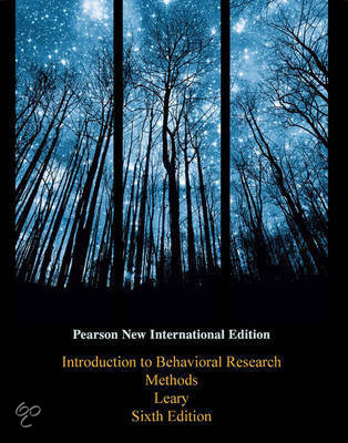 Summary Introduction to behavioral research methods 
